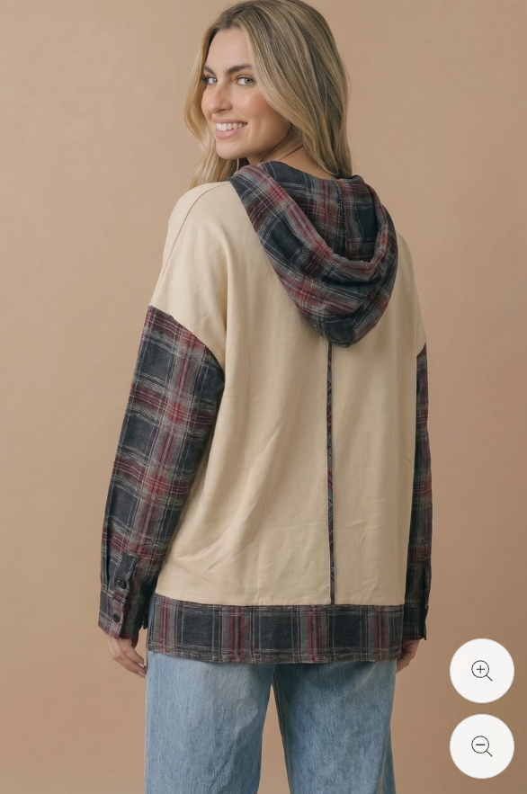 Plaid Star Patchwork Hoodie