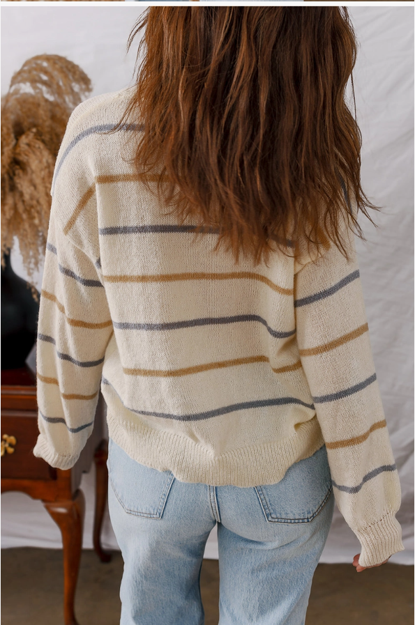 Pretty Bash Neutral Stripe Lightweight Knit Sweater