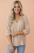 Pretty Bash Ruffle Neck 3/4 Sleeve Blouse