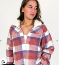 Heyson Cabin Glow Plaid Quarter-Zip Fleece Pullover – Pink/Purple