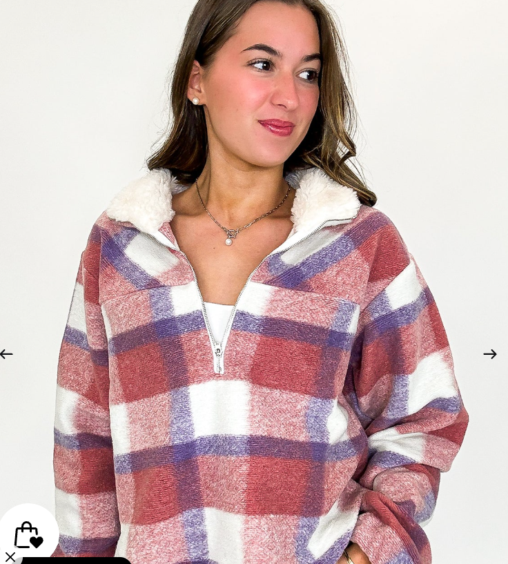 Heyson Cabin Glow Plaid Quarter-Zip Fleece Pullover – Pink/Purple