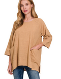 Zenana Crinkle Cotton Gauze Oversized Tunic – Dark Brush