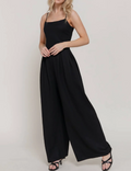 Active USA Pleated Wide Leg Cami Jumpsuit – Black