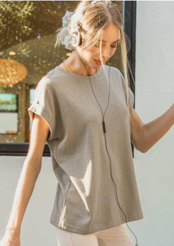 Zenana Everyday Modal Slub Rolled Sleeve Tee