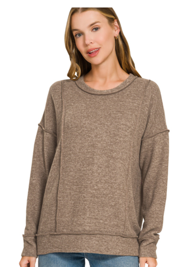 Zenana Cloud Soft Brushed Hacci Pullover