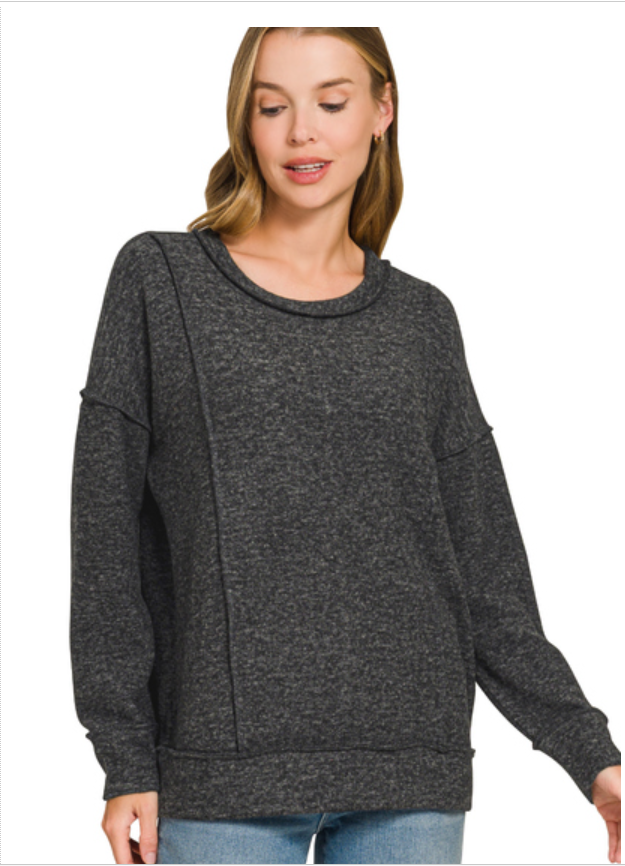 Zenana Cloud Soft Brushed Hacci Pullover