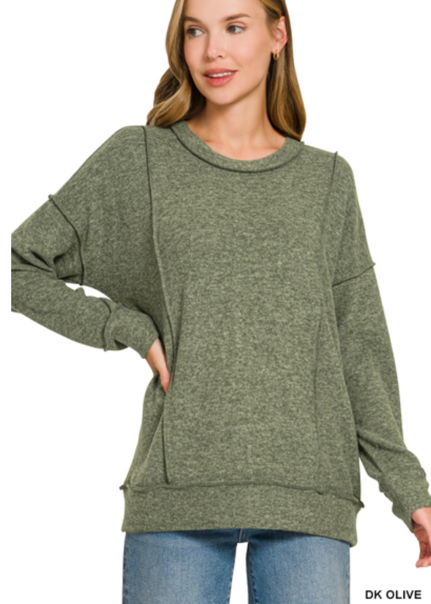 Zenana Cloud Soft Brushed Hacci Pullover