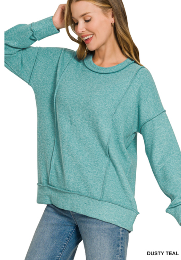Zenana Cloud Soft Brushed Hacci Pullover