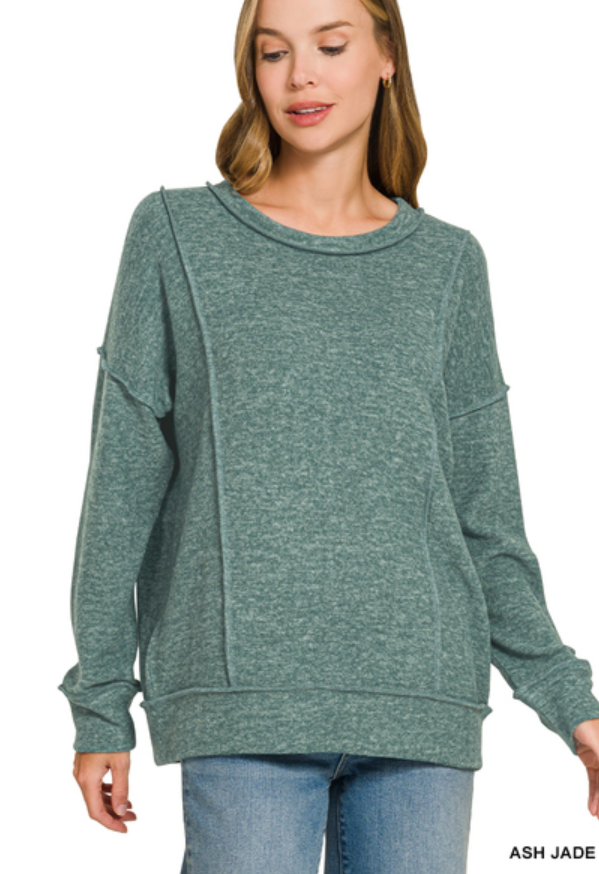 Zenana Cloud Soft Brushed Hacci Pullover