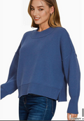 Zenana Wide Neck Band Drop Shoulder Sweater