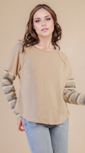 Cozy Contrast Sleeve Oversized Knit Top