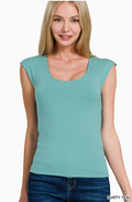 Zenana Double Layer Cap Sleeve Top – Mauve & Blue