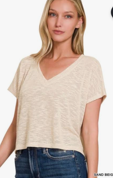 Zenana Oversized Rolled Sleeve Knit Top