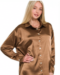 Zenana Satin Relaxed Button-Down Shirt