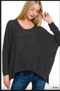 Brushed Hacci Oversized V-Neck Sweater