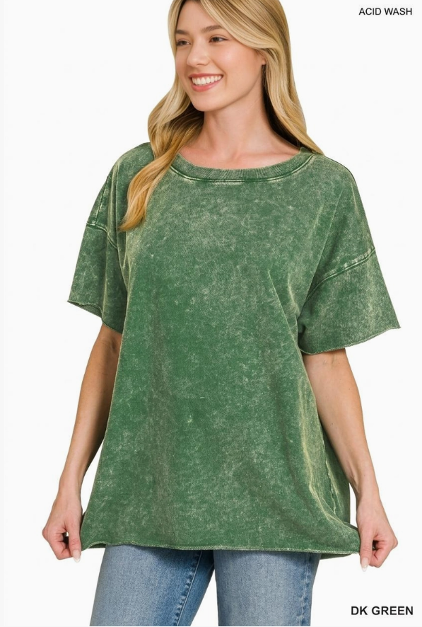 Acid Washed Double Gauze Oversized Top