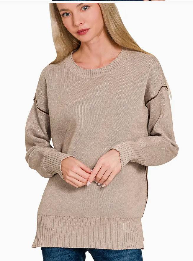 Exposed Seam Relaxed Knit Sweater