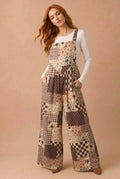 Haptics Floral Patchwork Wide Leg Overalls