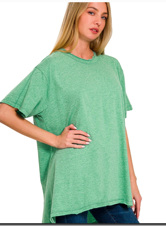 Zenana 100% Cotton Drop-Shoulder Oversized Tee