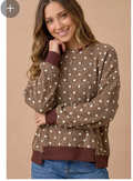 Haptics Polka Dot Rib Knit Pullover Top – Brown