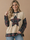 Plaid Star Patchwork Hoodie