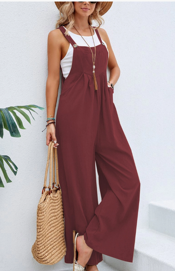 Wide Leg Overall Jumpsuit