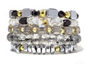 Erimish Moonstone 5-Piece Bracelet Stack – Silver, Black & Gold