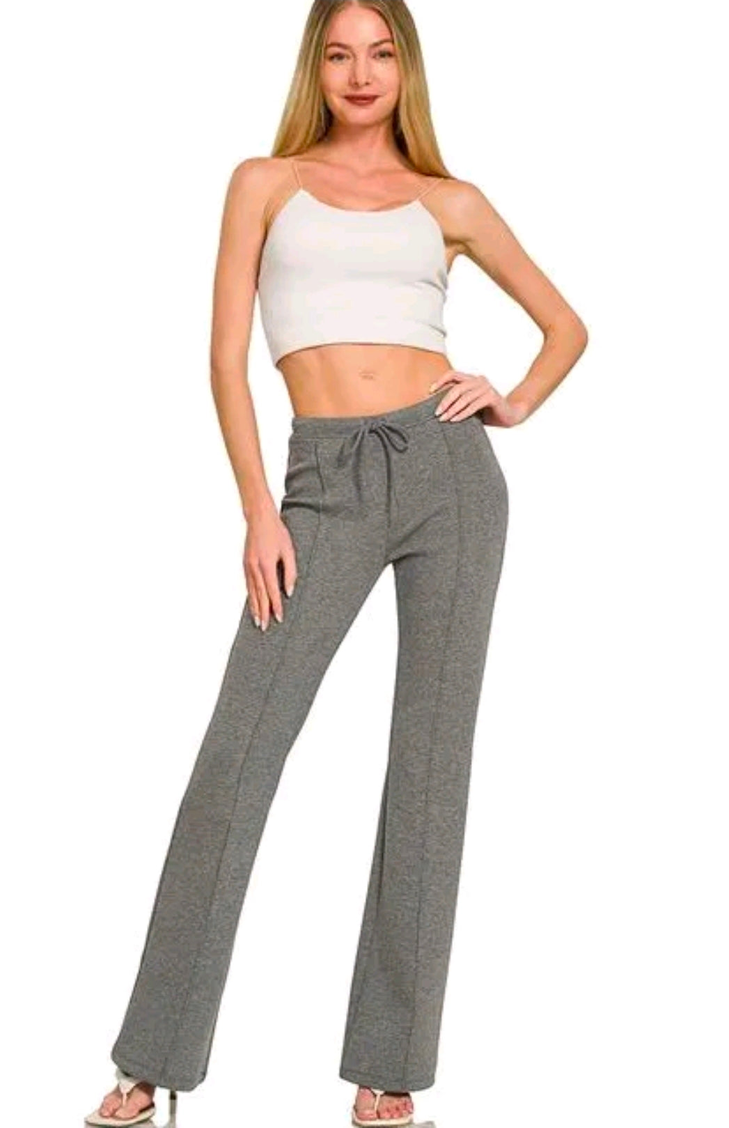Zenana Scuba Stretch Pintuck Flare Pants