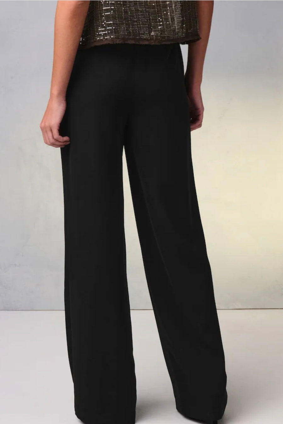 Promesa High-Waist Wide-Leg Trousers – Black