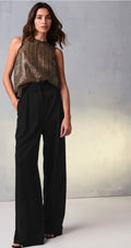 Promesa High-Waist Wide-Leg Trousers – Black