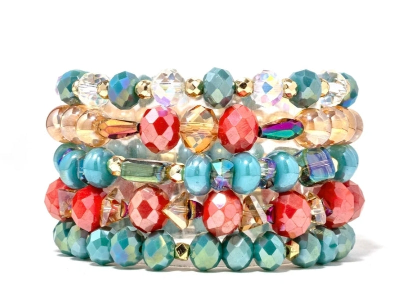 Erimish Topaz 5-Piece Bracelet Stack – Turquoise & Orange