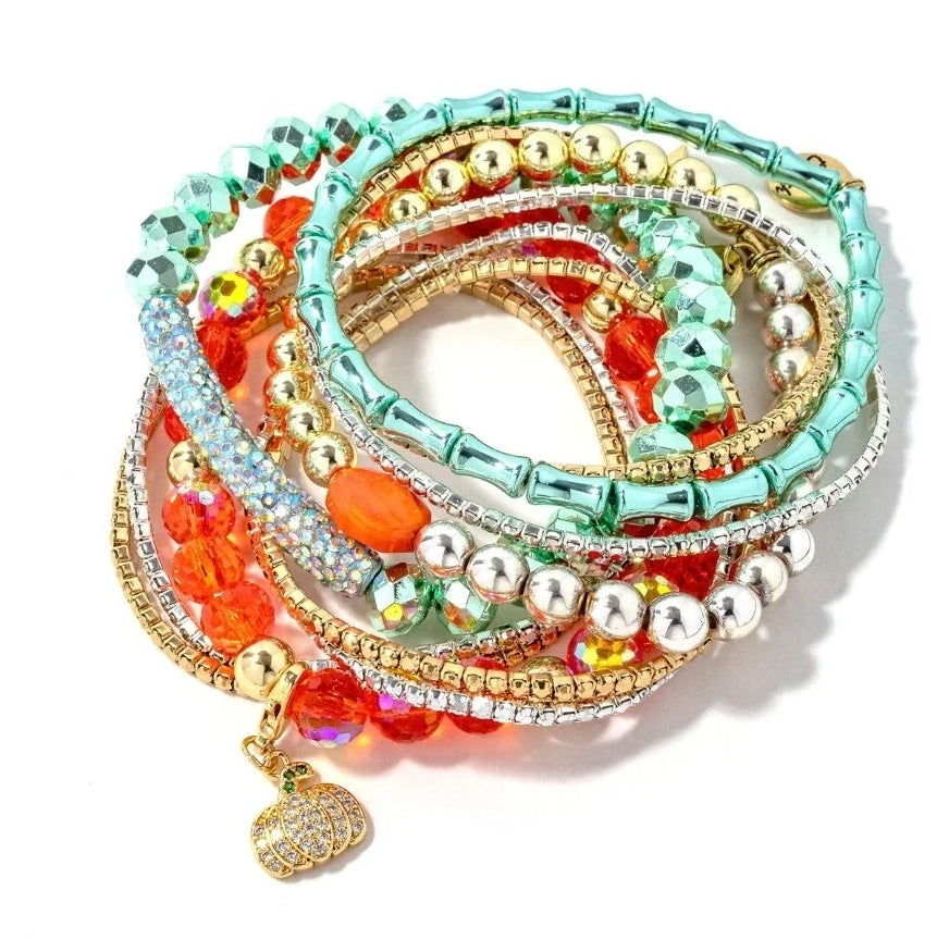 Erimish Special Fall Bracelet Stack with Pumpkin Charm