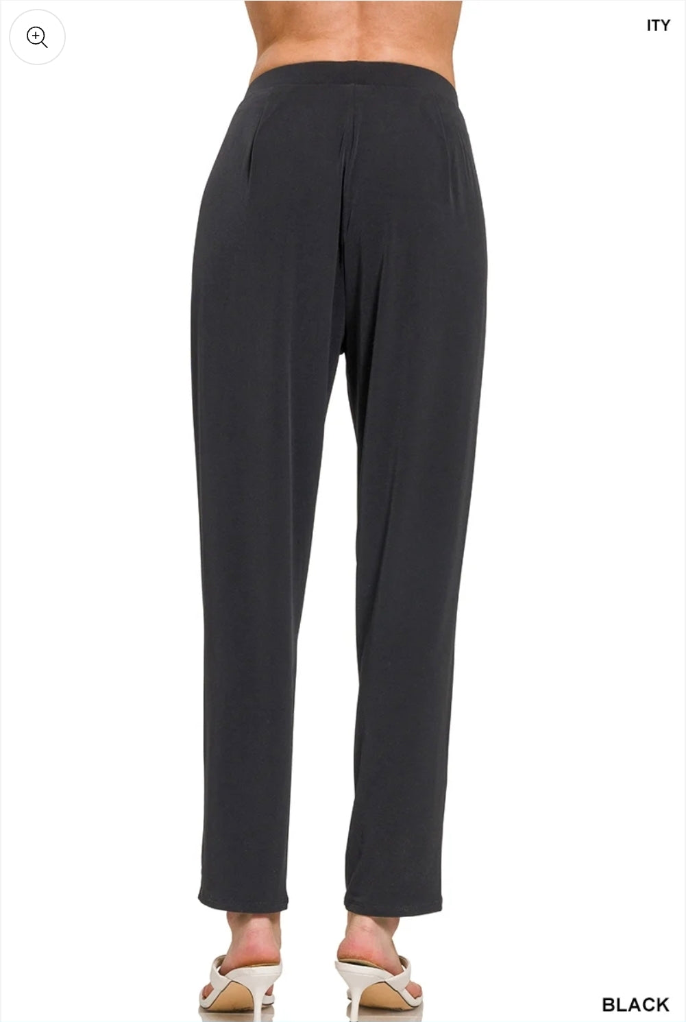 Zenana ITY Pleated Waist Pants – Black