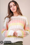 Orange Mist Multicolor Striped Knit Sweater