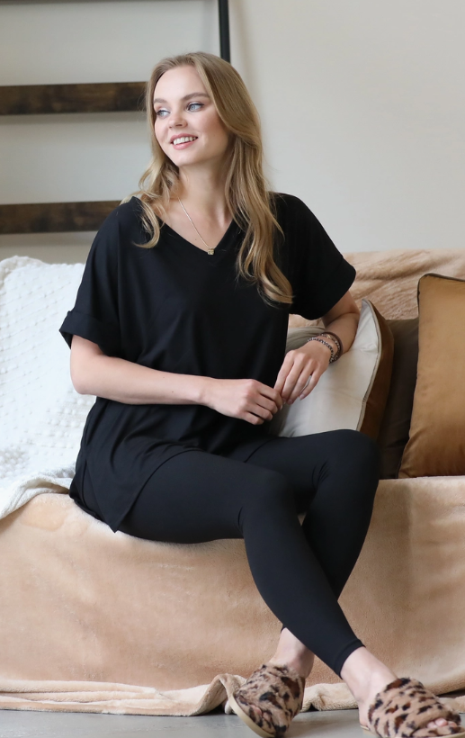 Zenana Buttery Soft V-Neck Tunic & Leggings Set