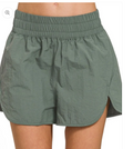 Windbreaker Smocked Waist Active Shorts