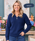 Zenana Textured Half-Zip Pullover Sweater